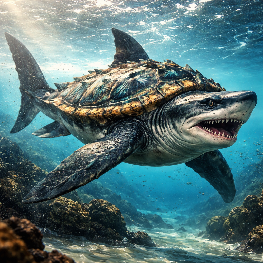 Turtosaurus, hybrid of Turtle and great white shark