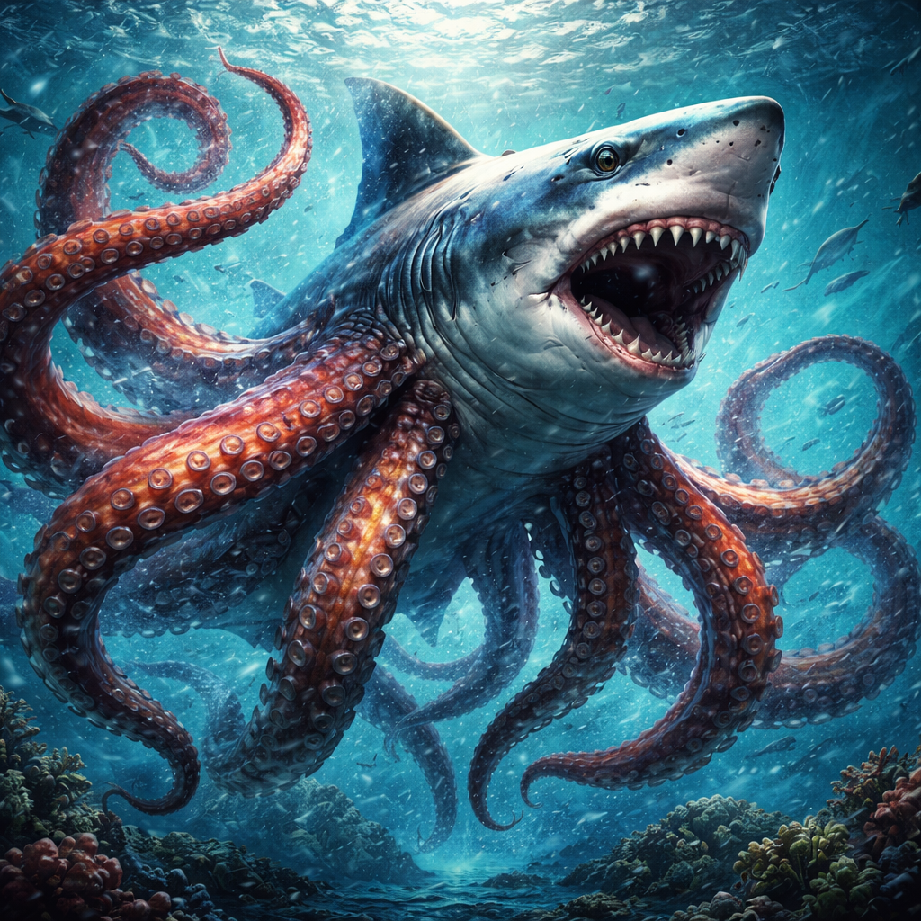 Octoshark, hybrid of Octopus and great white shark