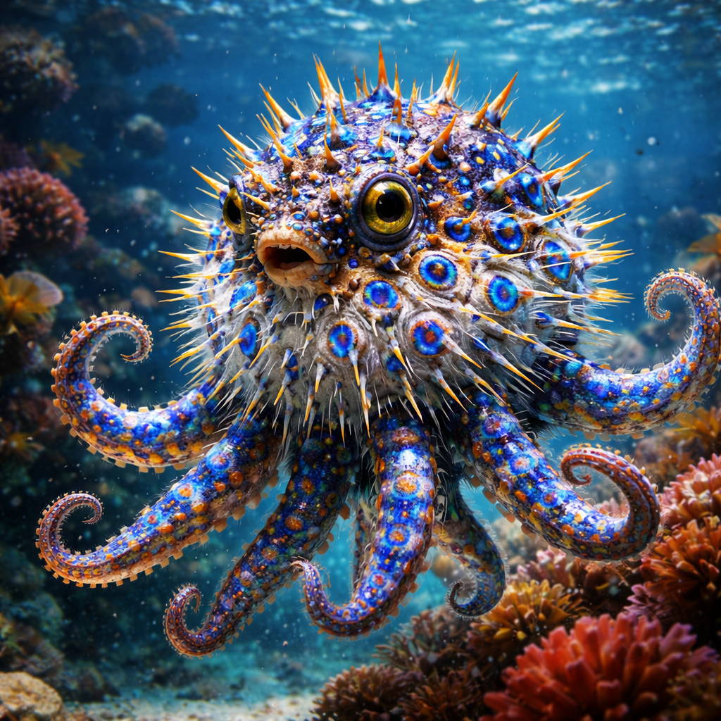 Toxiflex Octofish, hybrid of blue ring octopus and Puffer Fish