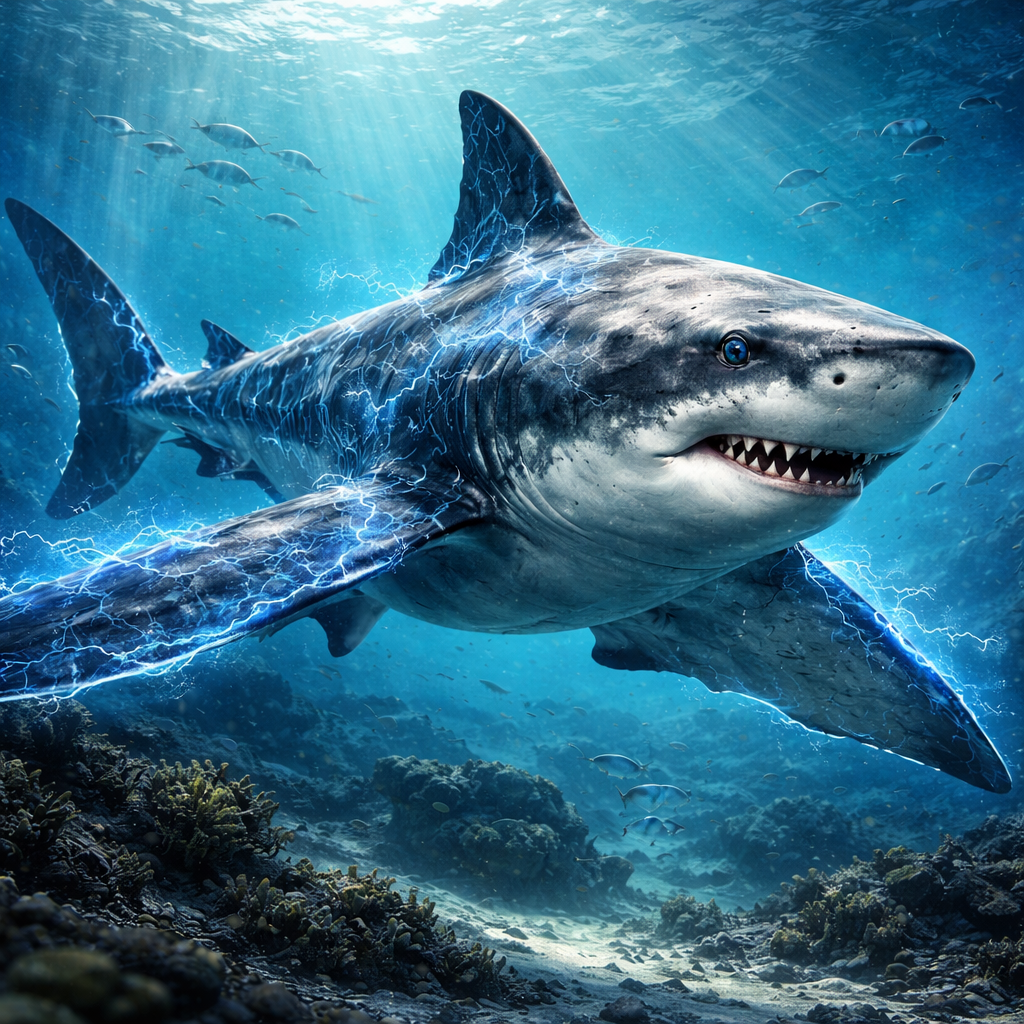 Electroshark, hybrid of great white shark and Electric Ray