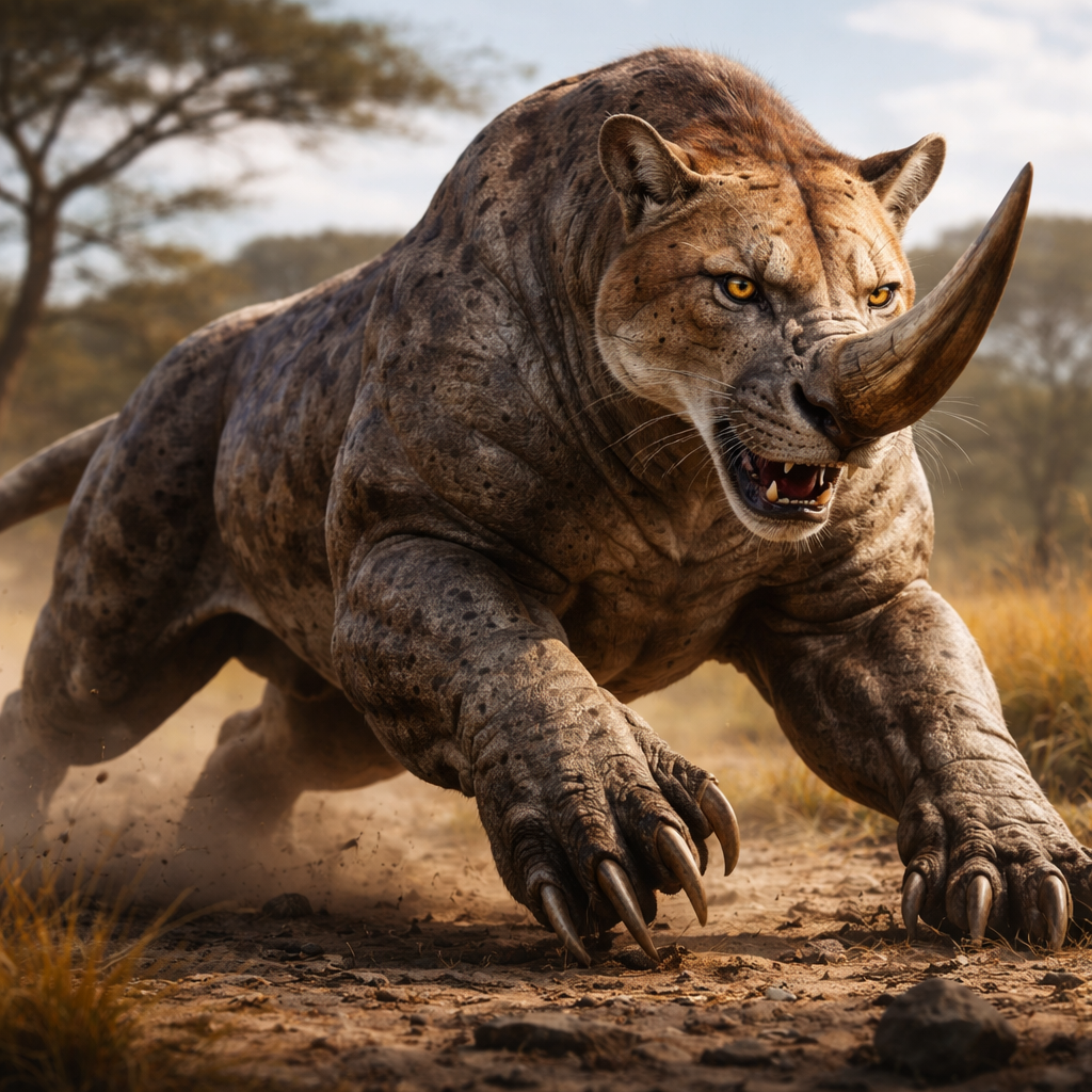 Couginosaurus, hybrid of Cougar and Rhinoceros