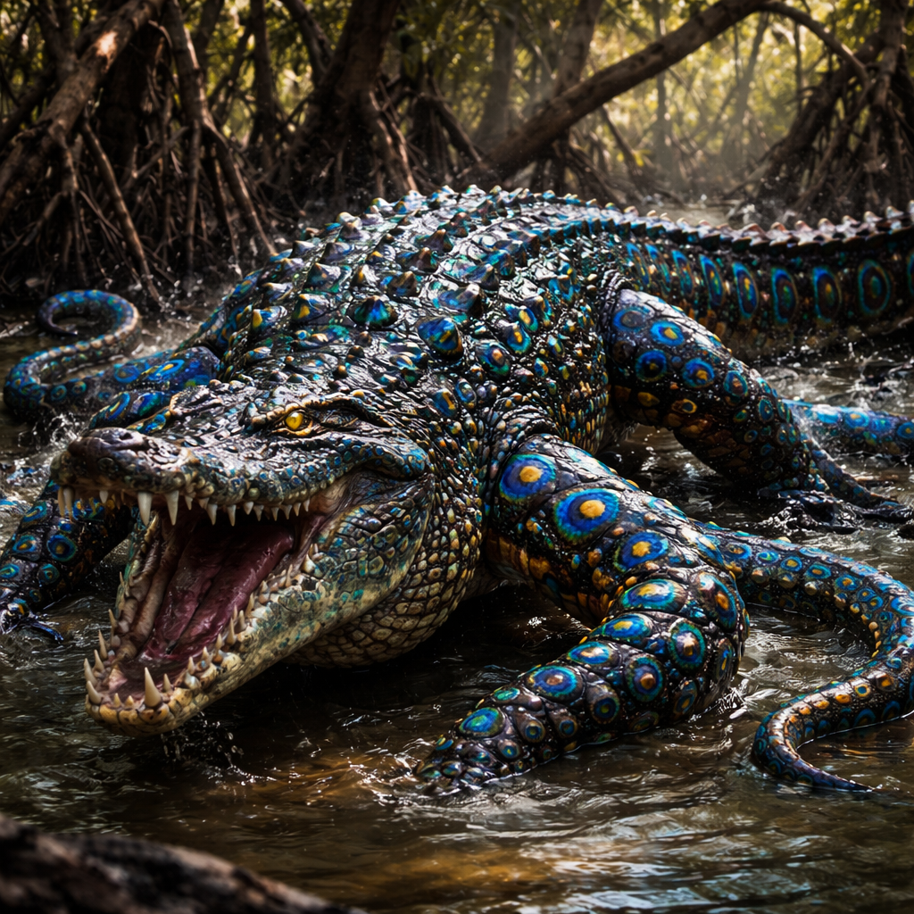 Crocotopus, hybrid of Crocodile and blue ring octopus