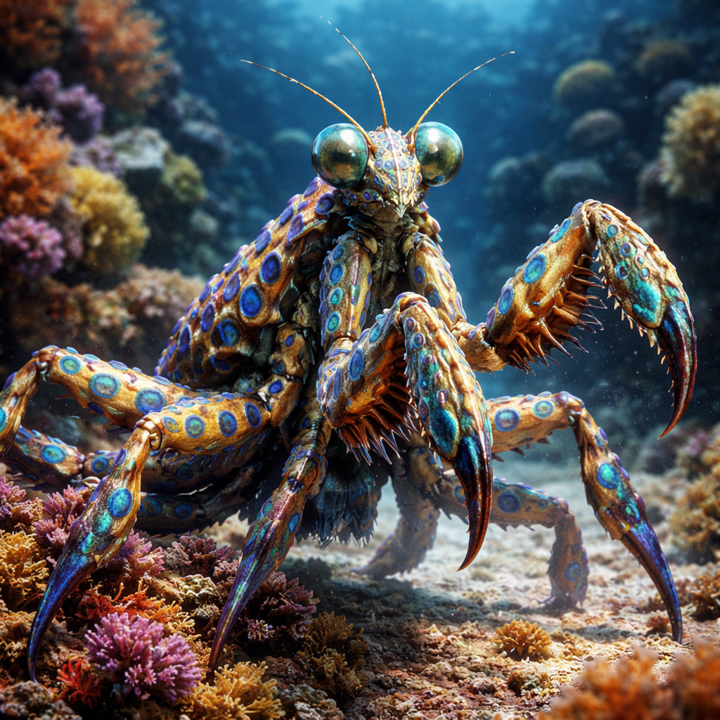 OctoMantis, hybrid of blue ring octopus and Mantis