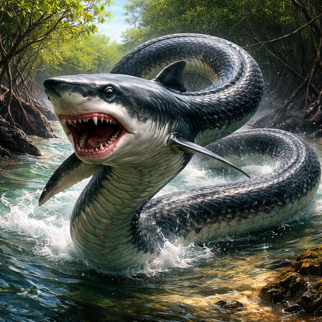 Sharksnake, hybrid of great white shark and Snake
