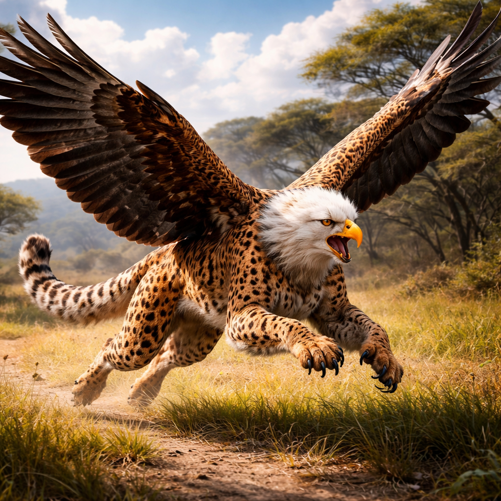 Cheetleagle, hybrid of Cheetah and Bald Eagle