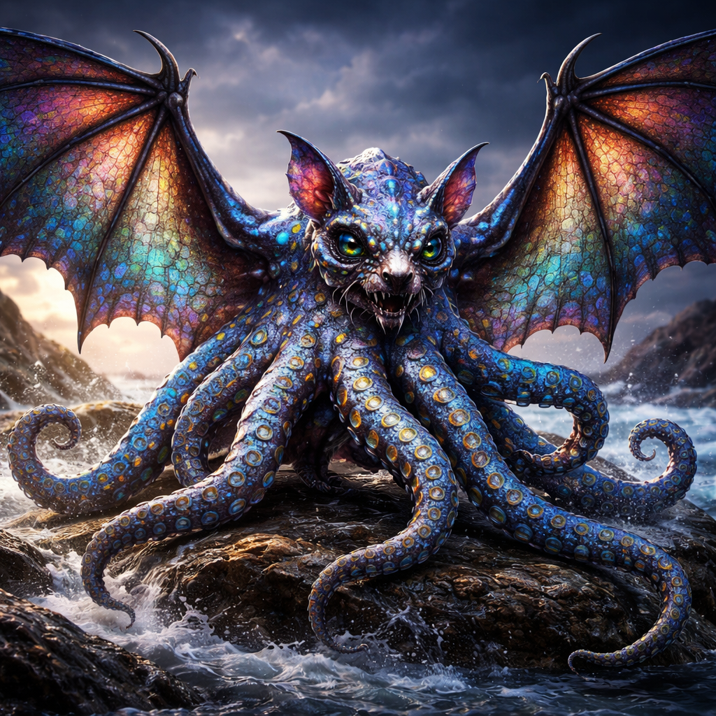 Octobat, hybrid of Bat and blue ring octopus