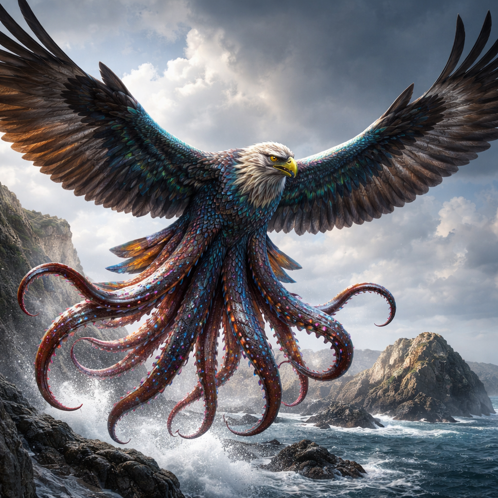 Squigle, hybrid of Squid and Eagle