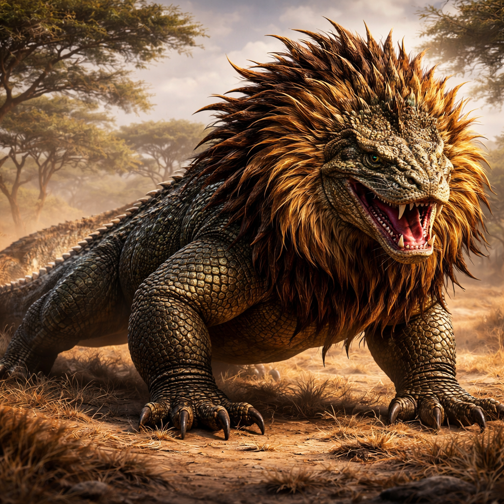 Komolion, hybrid of Komodo Dragon and Lion