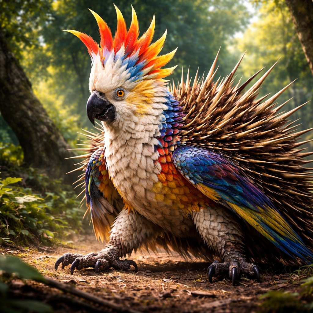 Cocchidna, hybrid of Cockatoo and Echidna