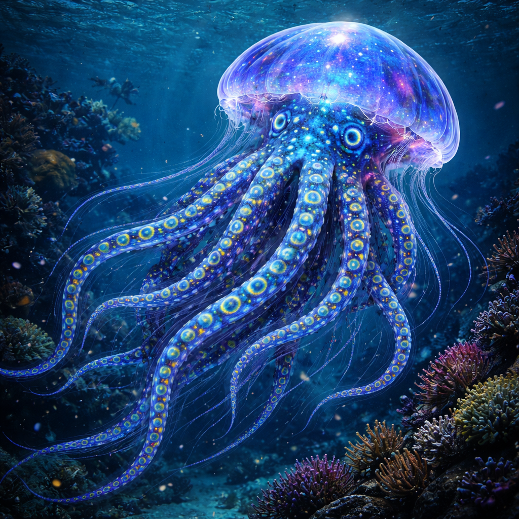 Jellyocto, hybrid of Jellyfish and blue ring octopus