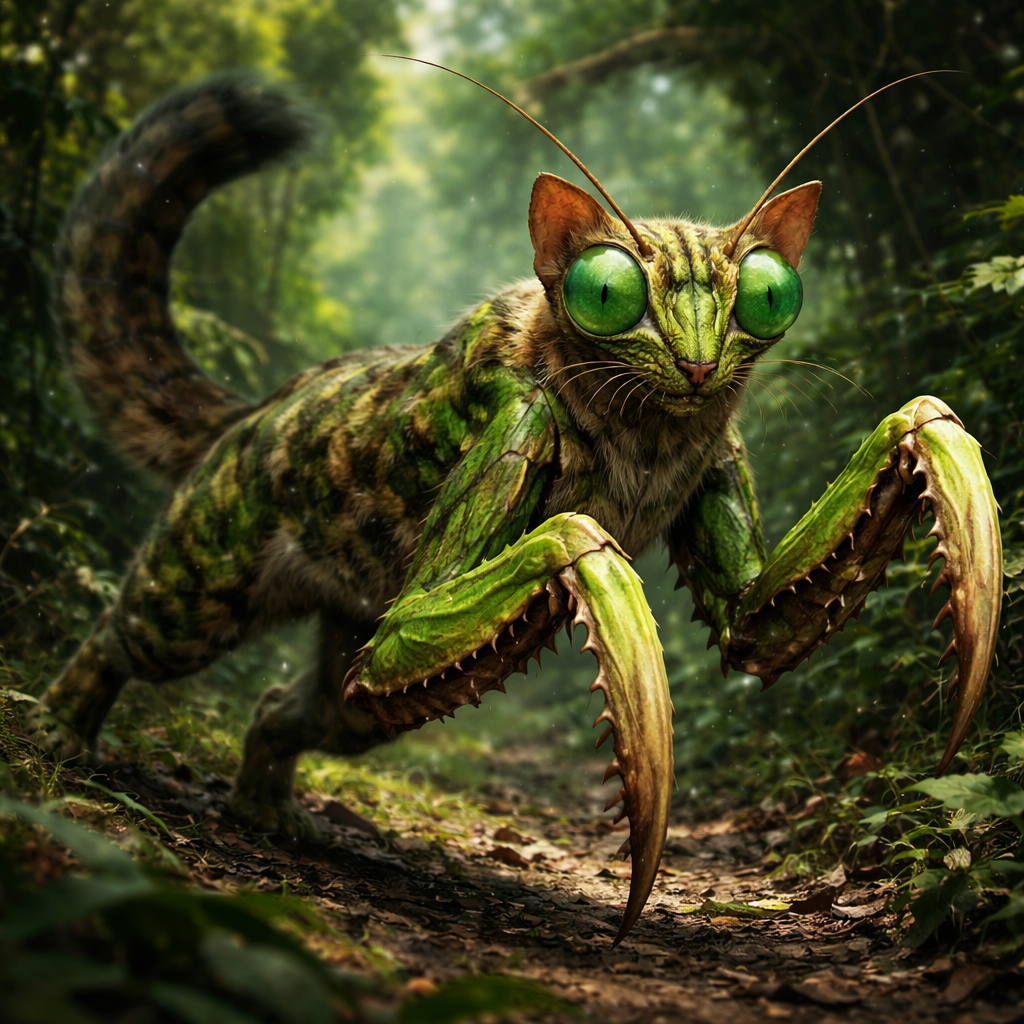 Manticat, hybrid of Mantis and Cat