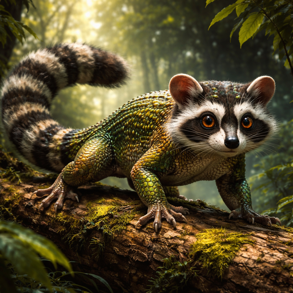 Geckoon, hybrid of Gecko and Raccoon