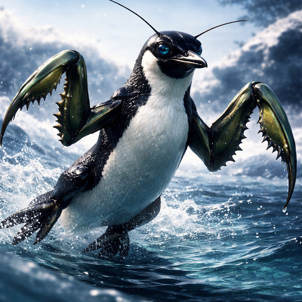 MantiPenguin, hybrid of Mantis and Penguin