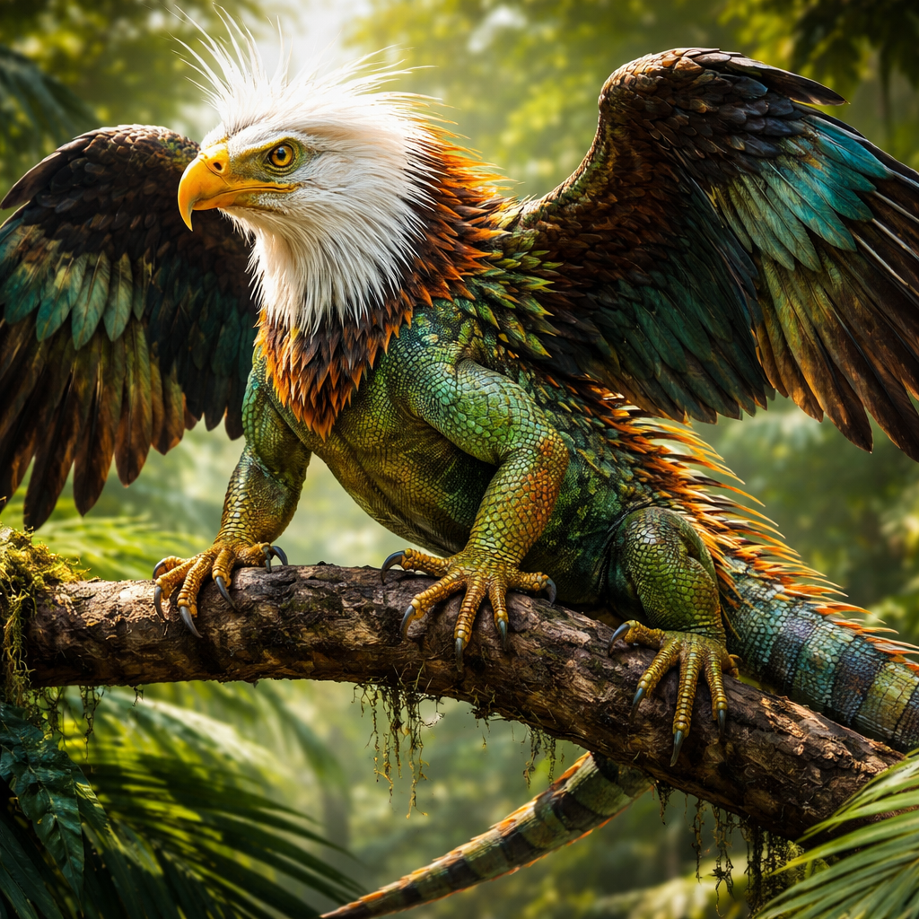 Eaguanodon, hybrid of Bald Eagle and Iguana