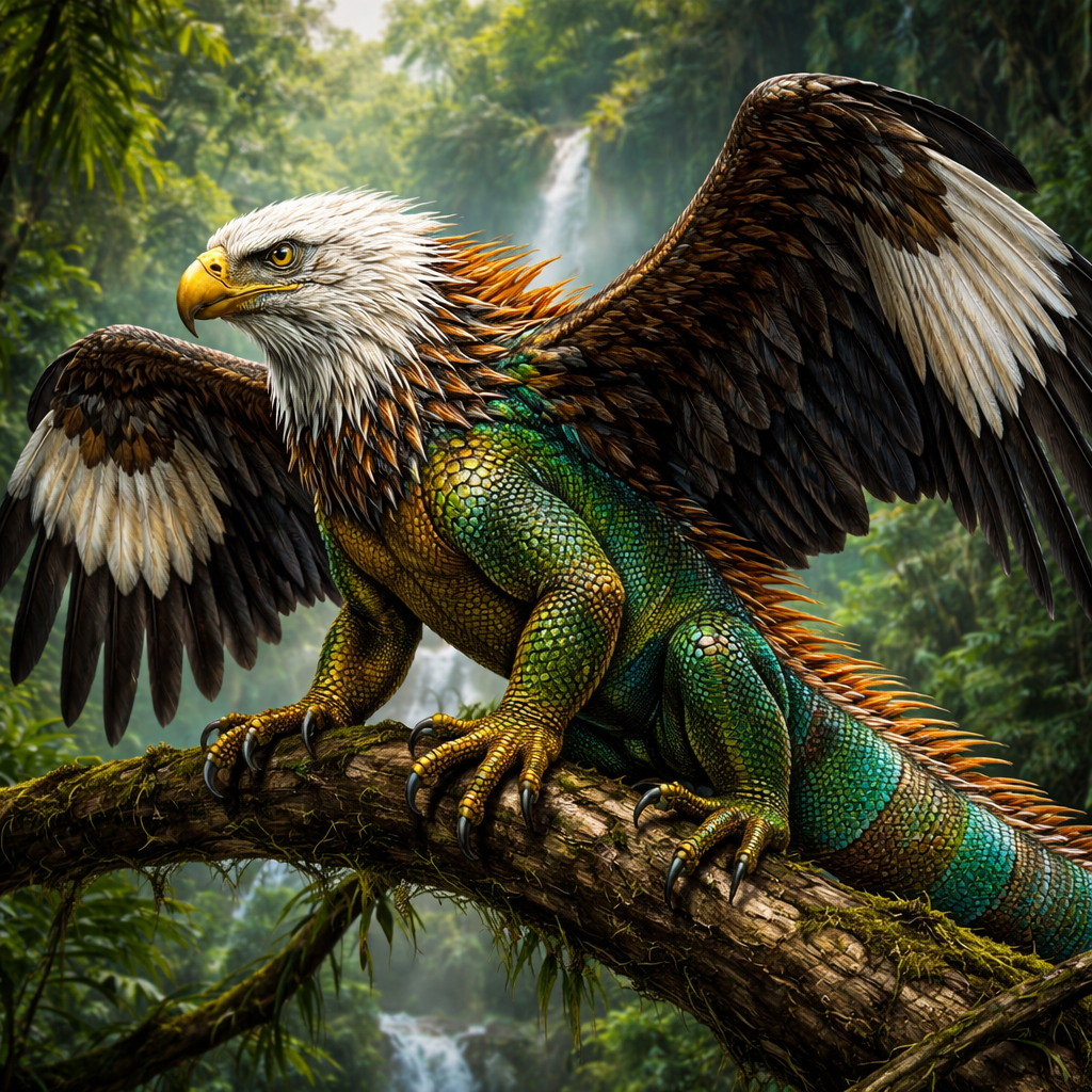 Eaguanodon, hybrid of Bald Eagle and Iguana