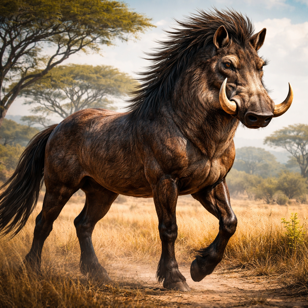 Warthorse, hybrid of Warthog and horse