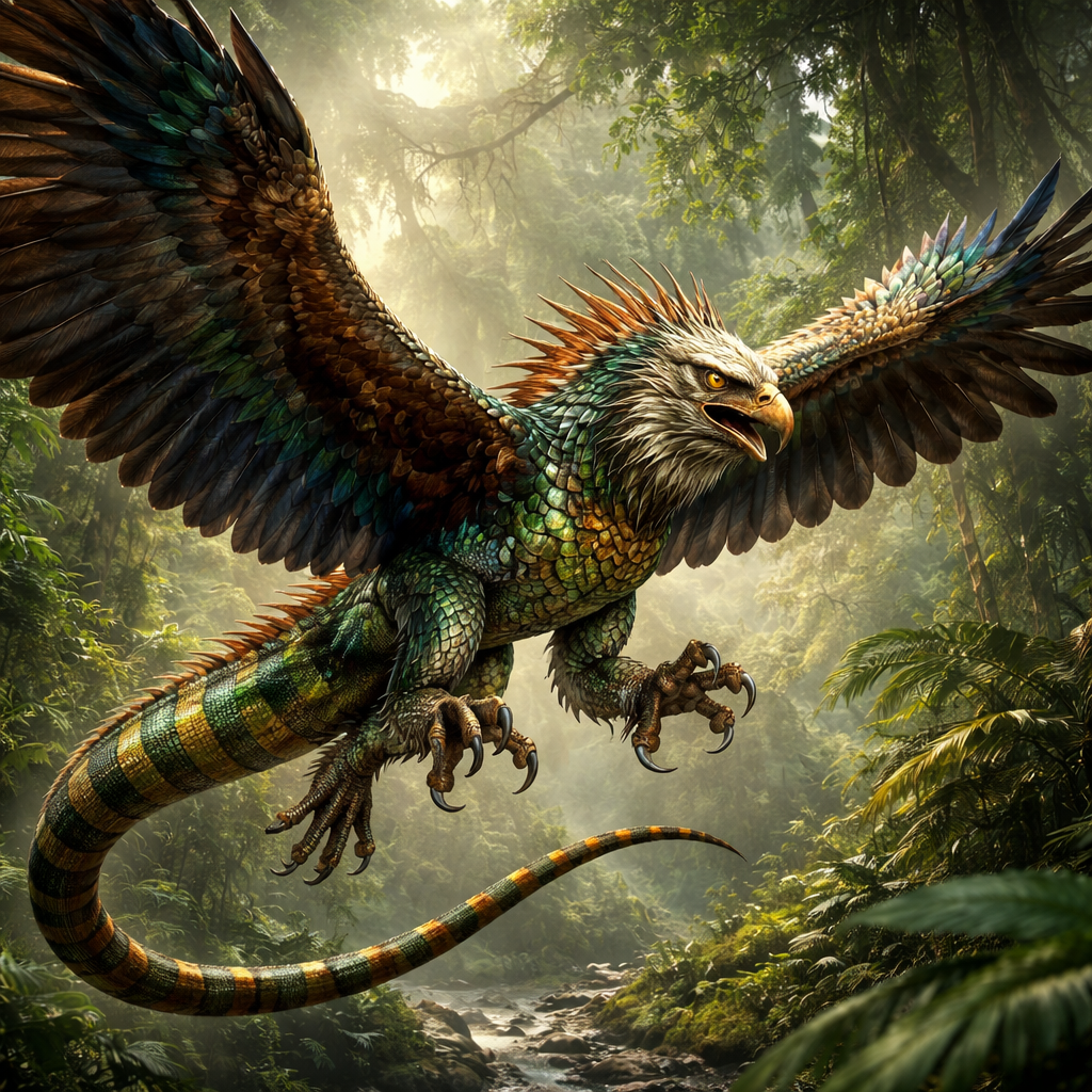 Eaguan, hybrid of Bald Eagle and Iguana