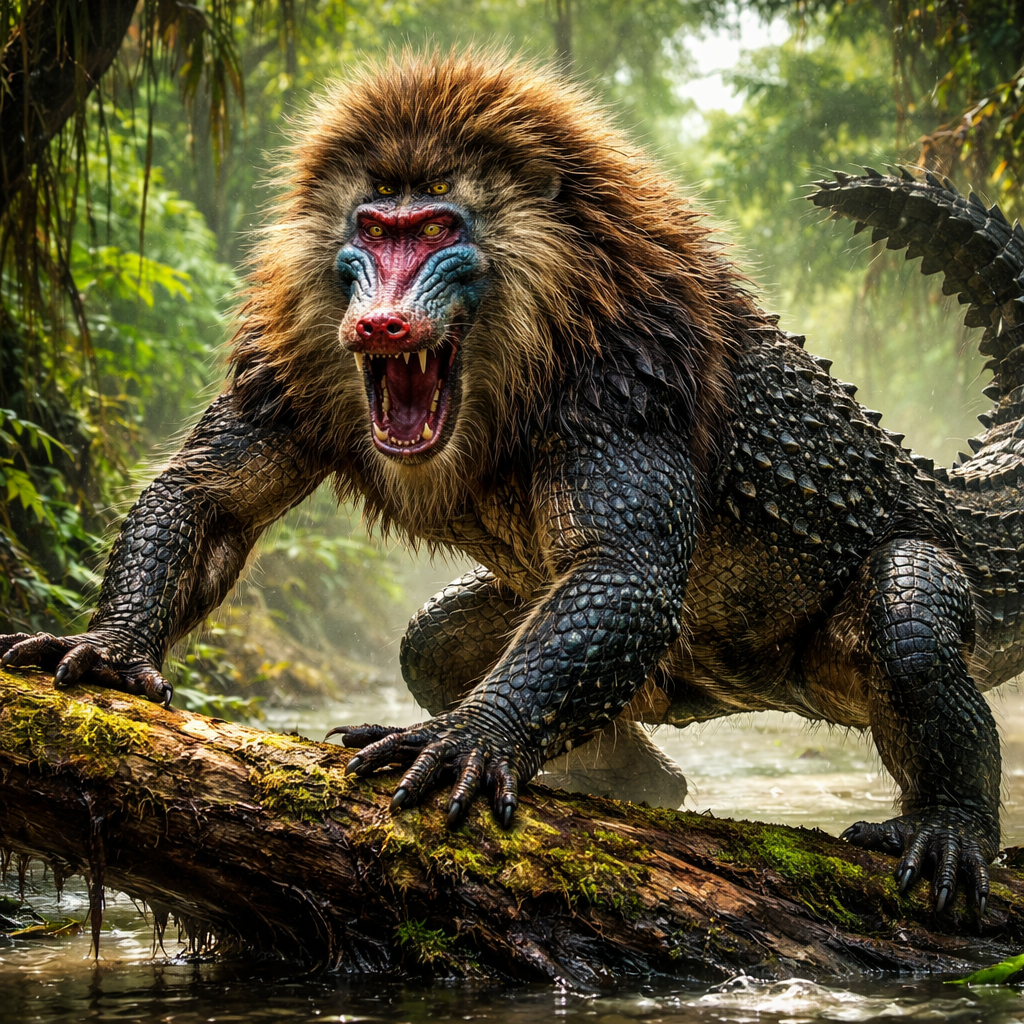 Alliboon, hybrid of Alligator and Baboon