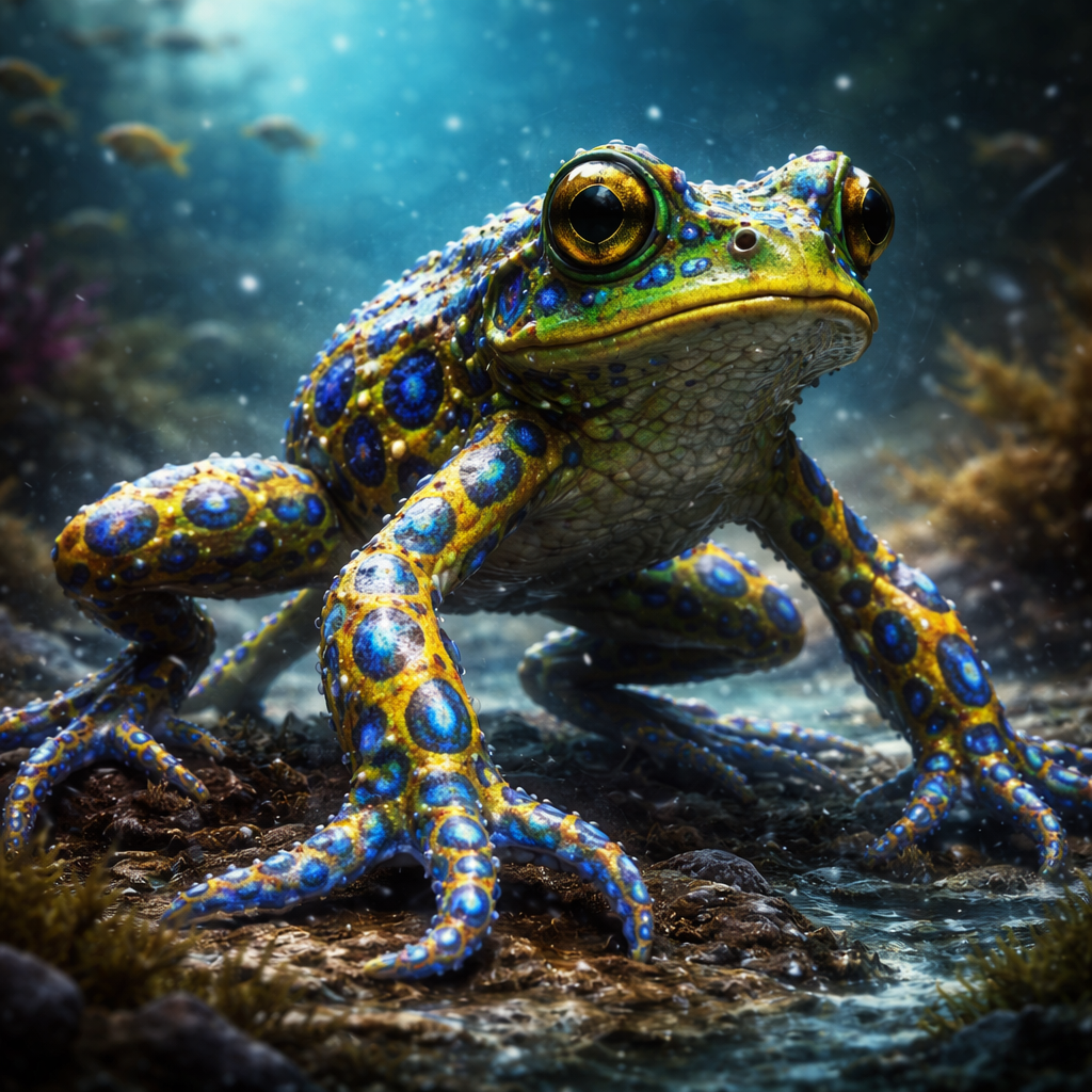Octofrog, hybrid of blue ring octopus and Frog