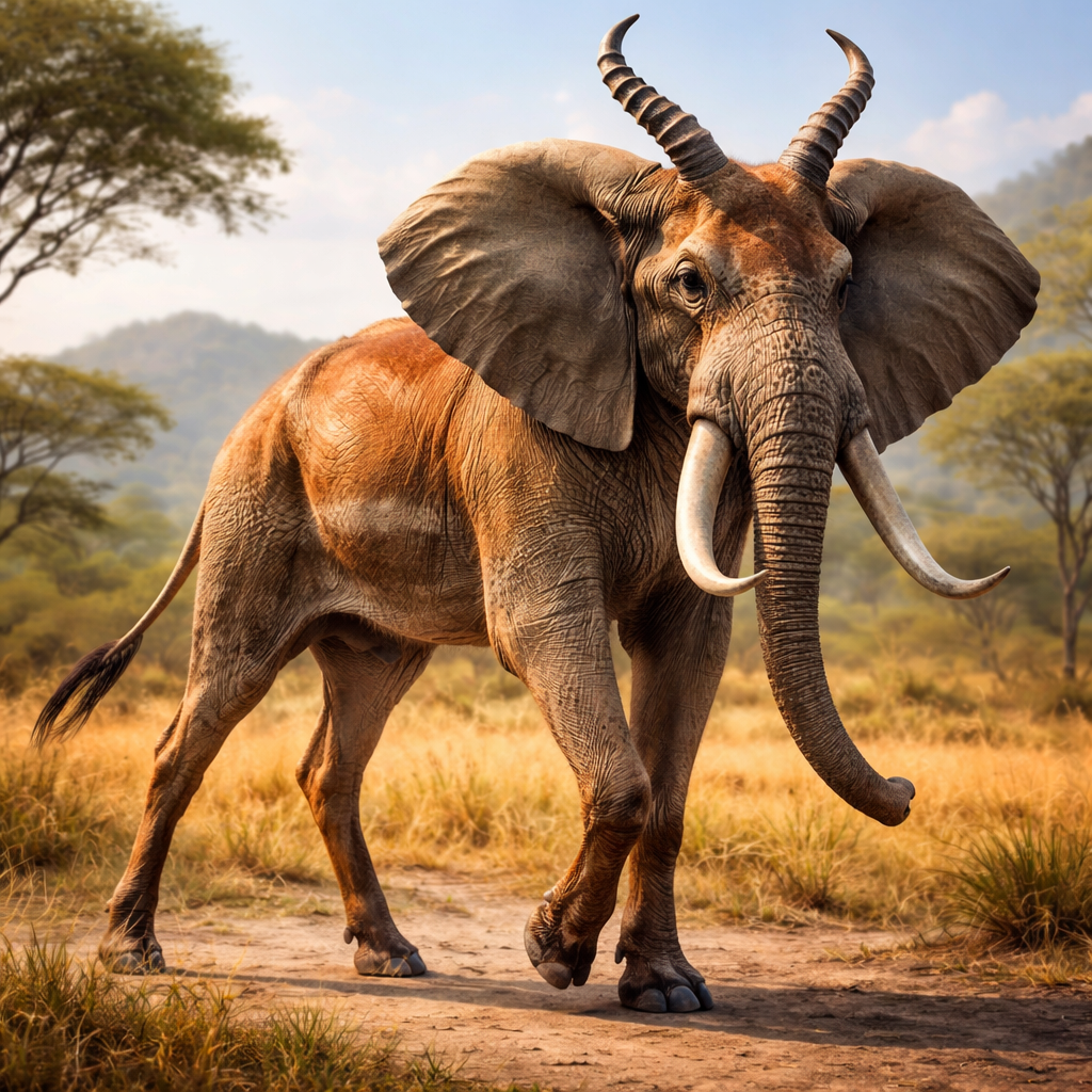 Elephalope, hybrid of Elephant and Antelope