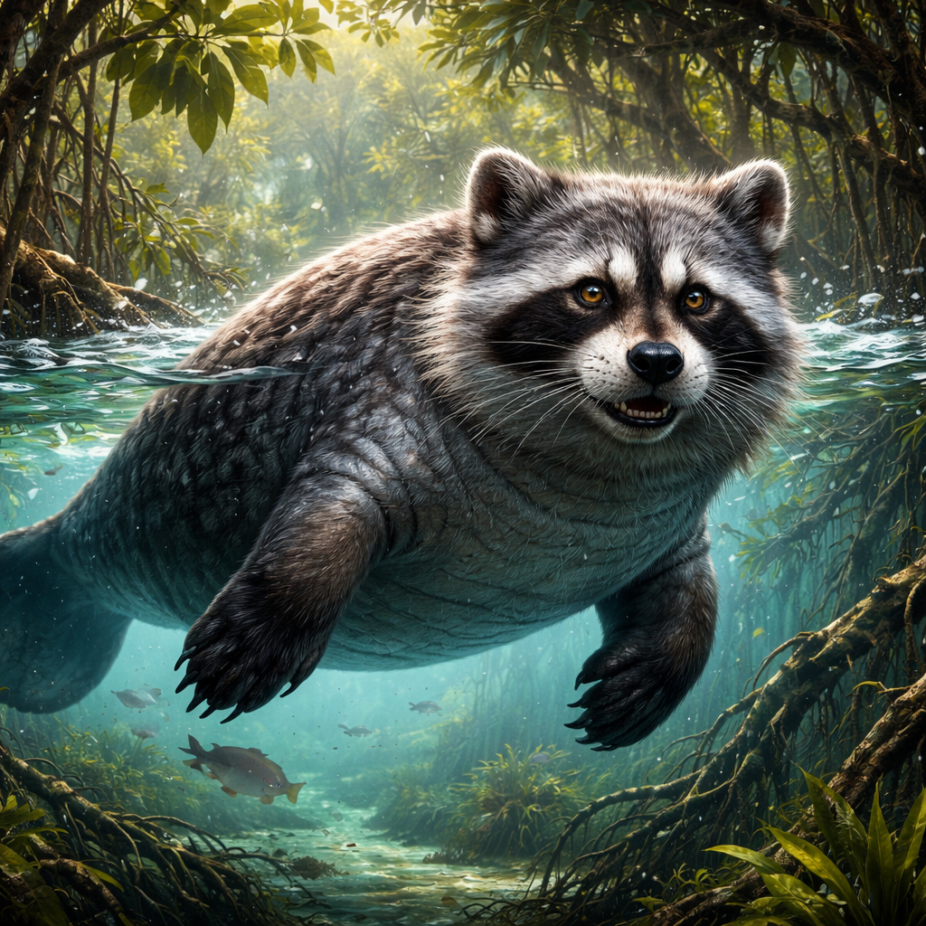 Manacoon, hybrid of Manatee and Raccoon