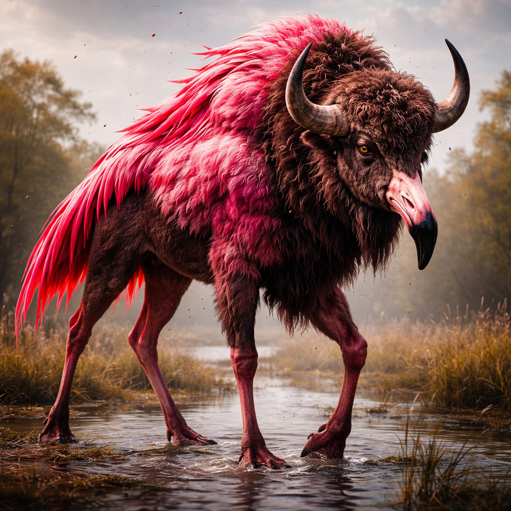 Biflamingo, hybrid of Bison and Flamingo