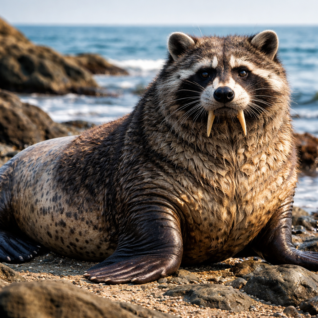 Raccwalrus, hybrid of Raccoon and Walrus