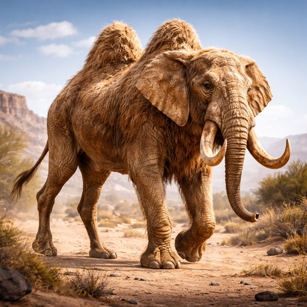 Elephamel, hybrid of Elephant and Camel