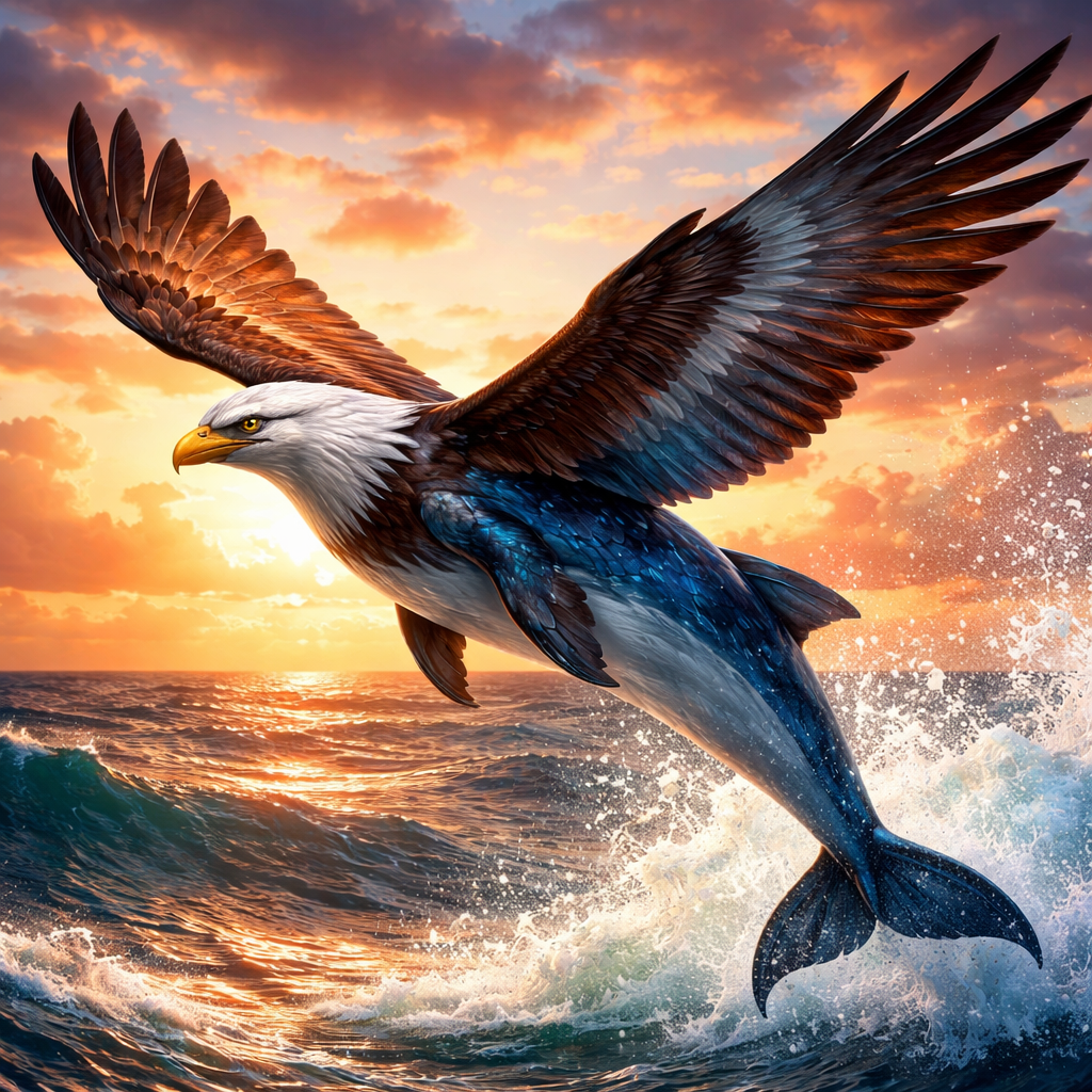 Aquilaephin, hybrid of Bald Eagle and Dolphin
