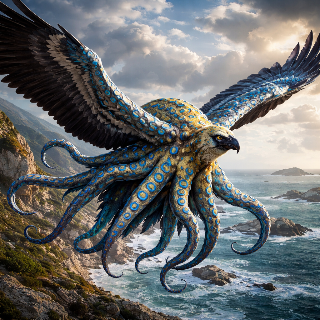 Octocondor, hybrid of blue ring octopus and Condor