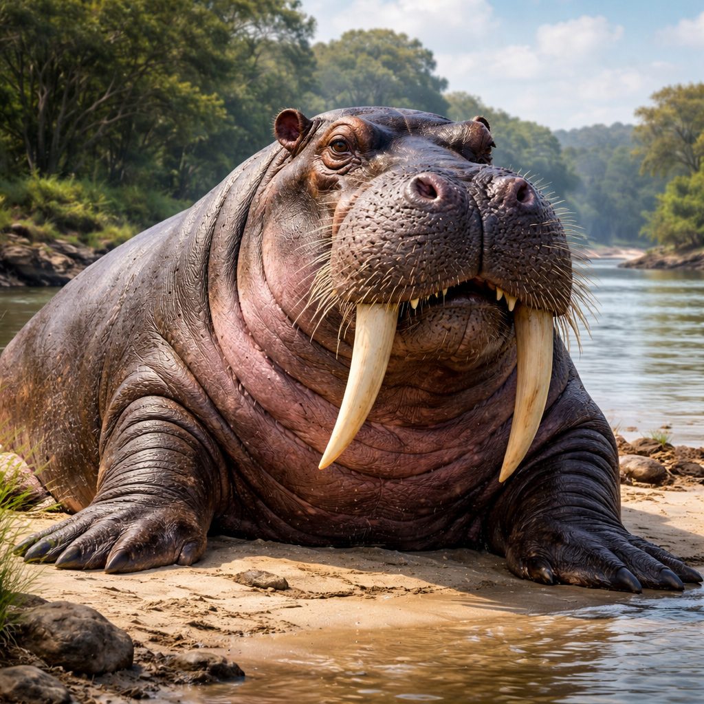 Hippowalrus, hybrid of Hippopotamus and Walrus