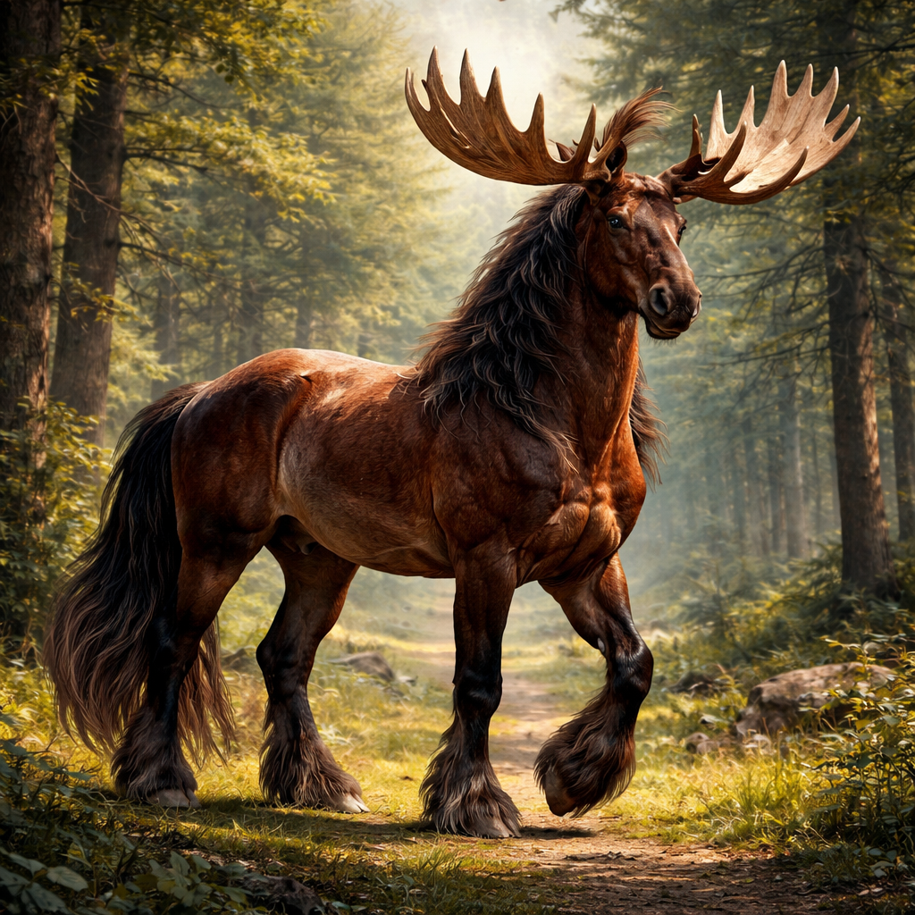 Moorse, hybrid of Moose and horse