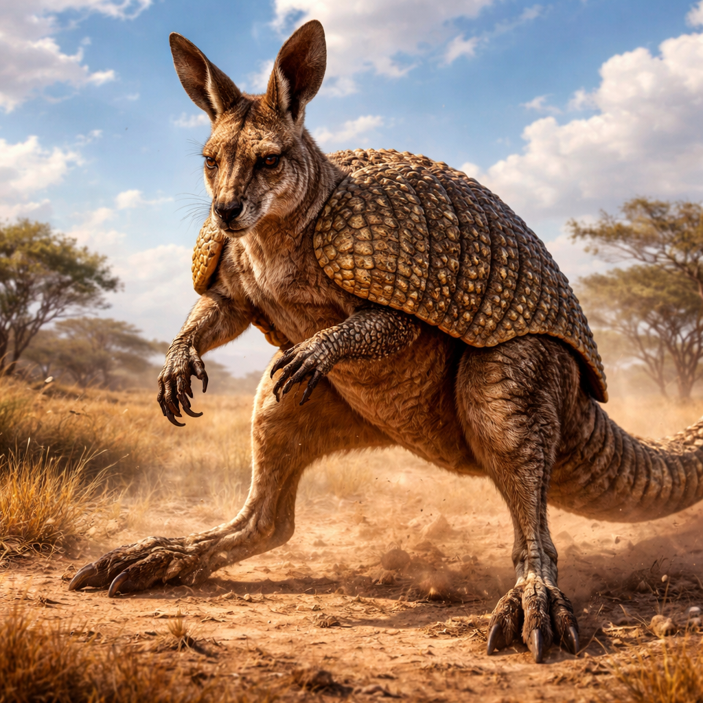 Kangaroondillo, hybrid of Kangaroo and Armadillo