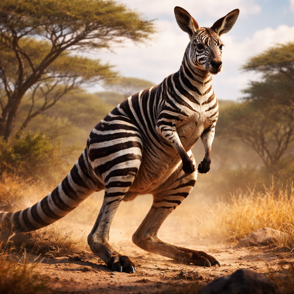 Zebroos, hybrid of Kangaroo and Zebra