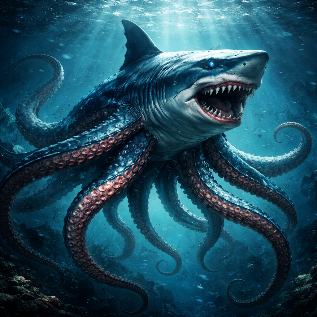 Octoshark, hybrid of Octopus and great white shark