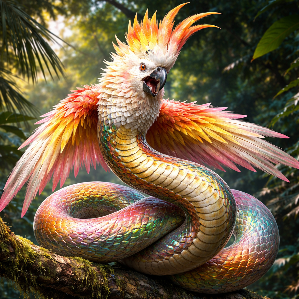 Cockasnake, hybrid of Cockatoo and Snake
