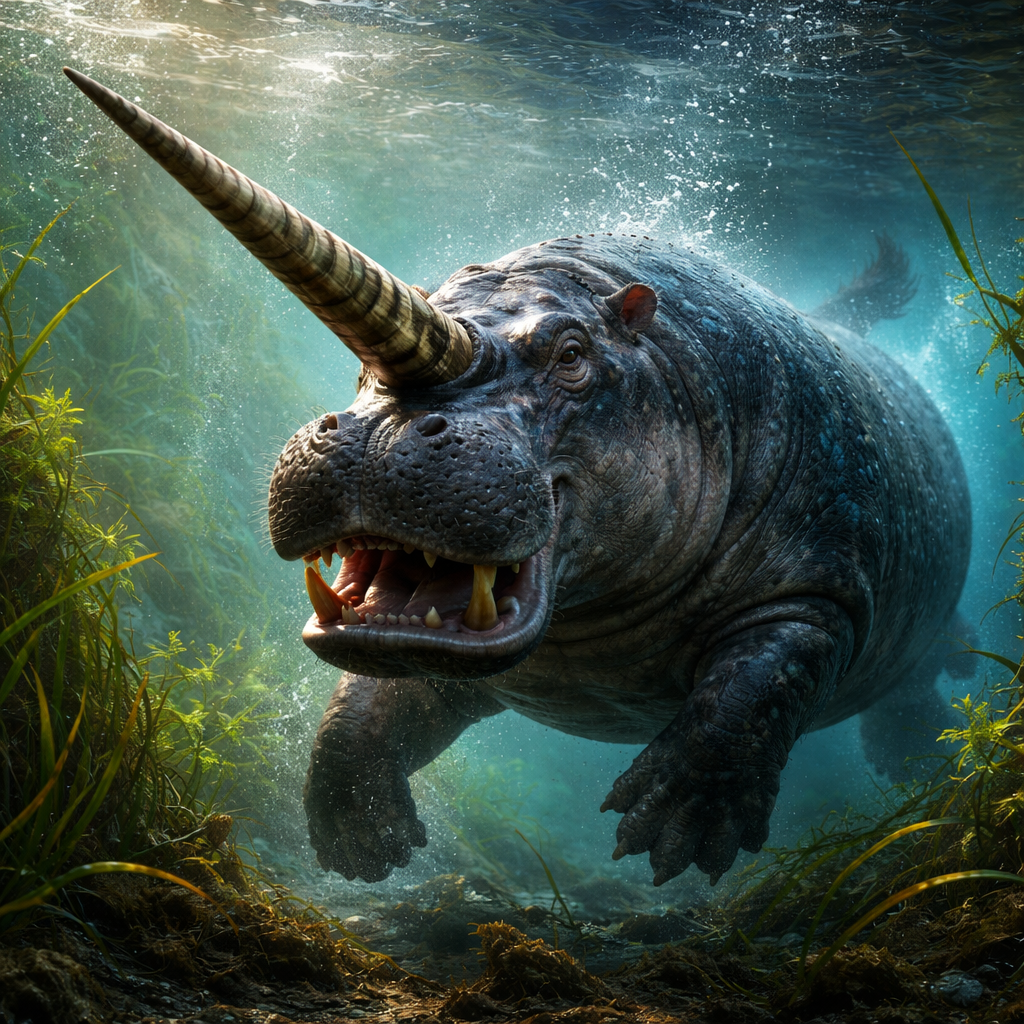 HippoNarwhal, hybrid of Hippopotamus and Narwhal