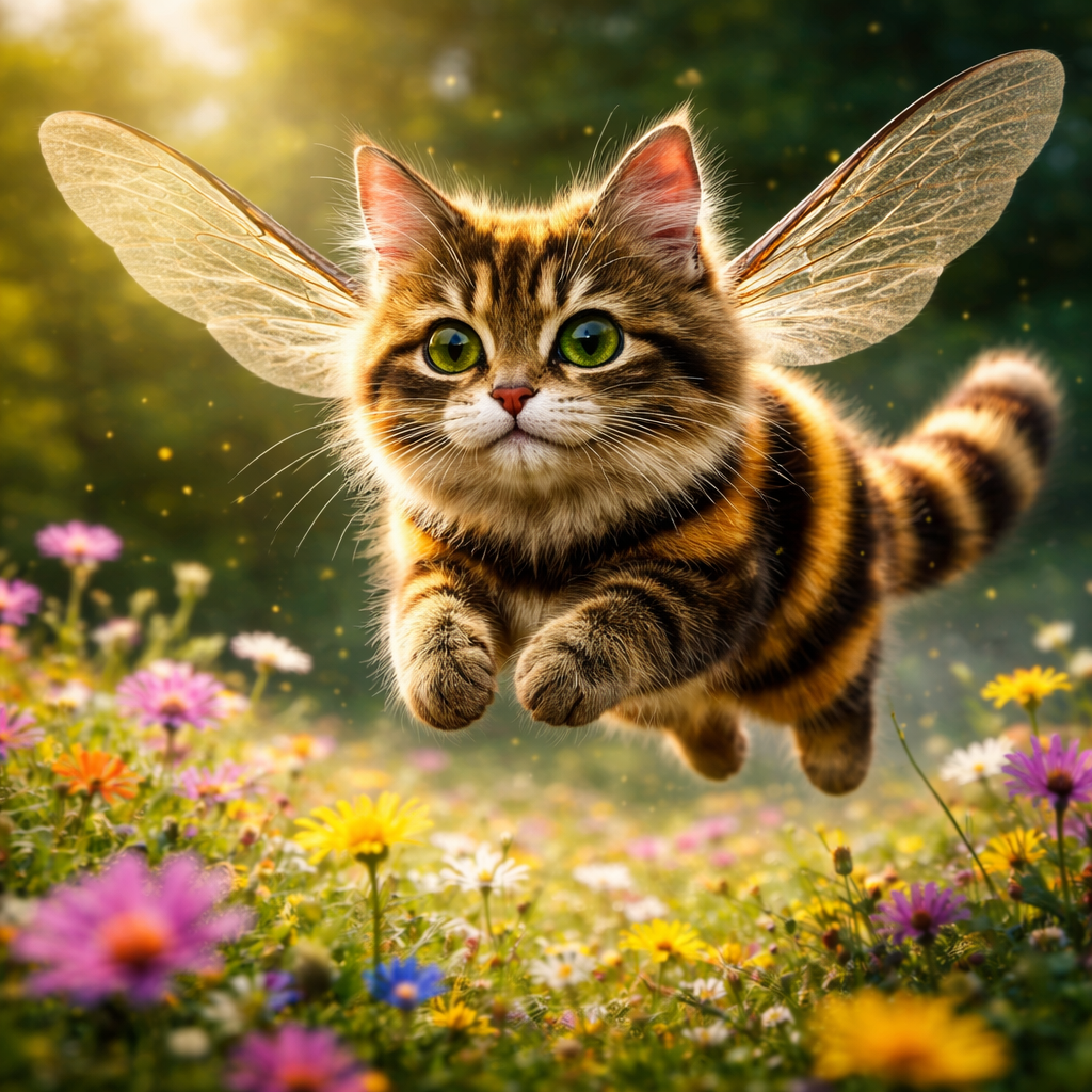 Bumblecat, hybrid of Bumblebee and Cat