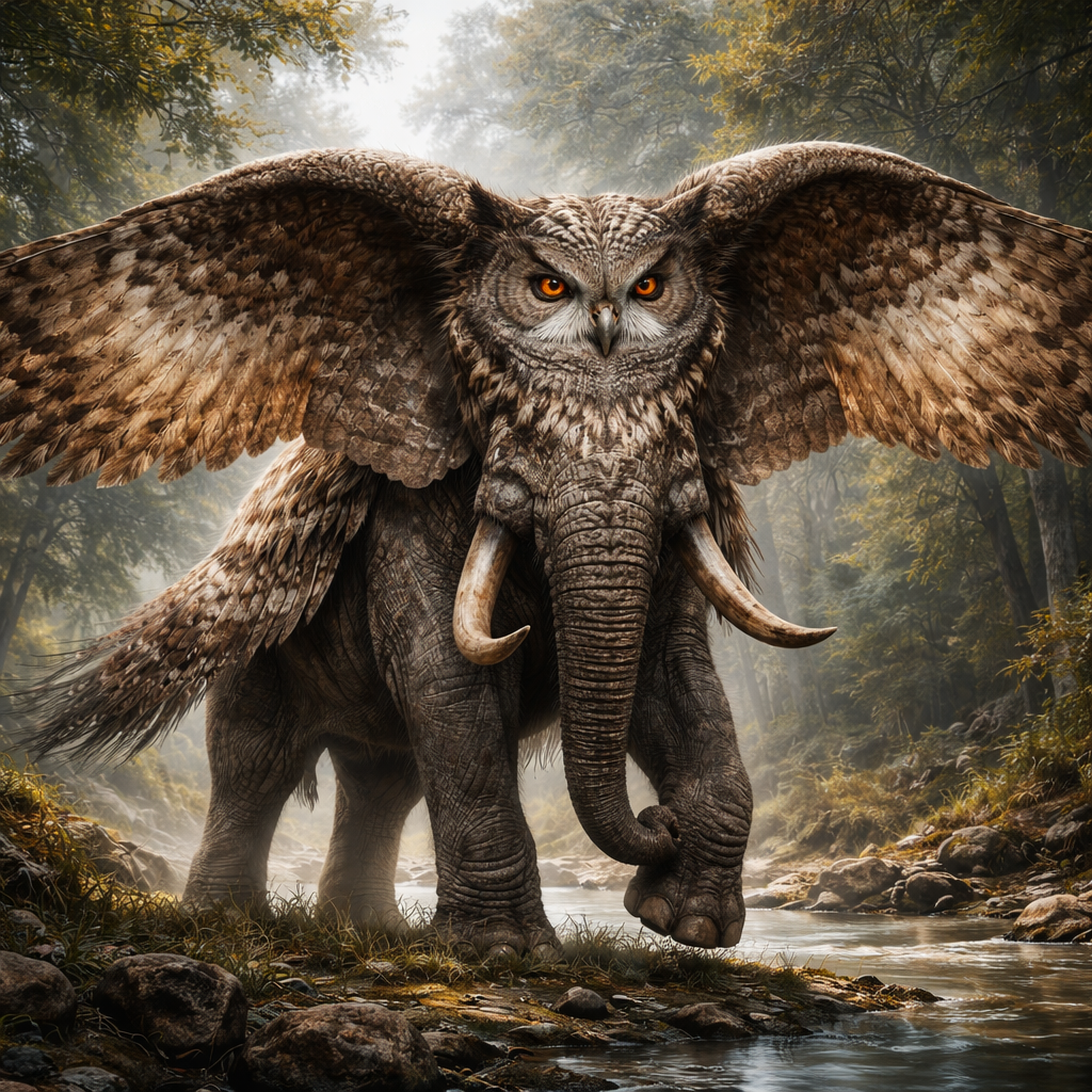 Owlephant, hybrid of Owl and Elephant