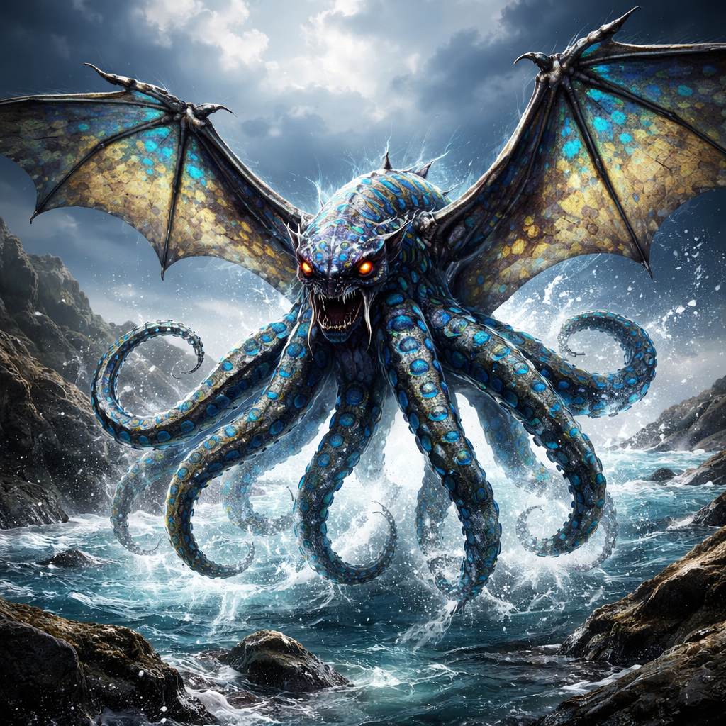 Nocturnoctopus, hybrid of Bat and blue ring octopus