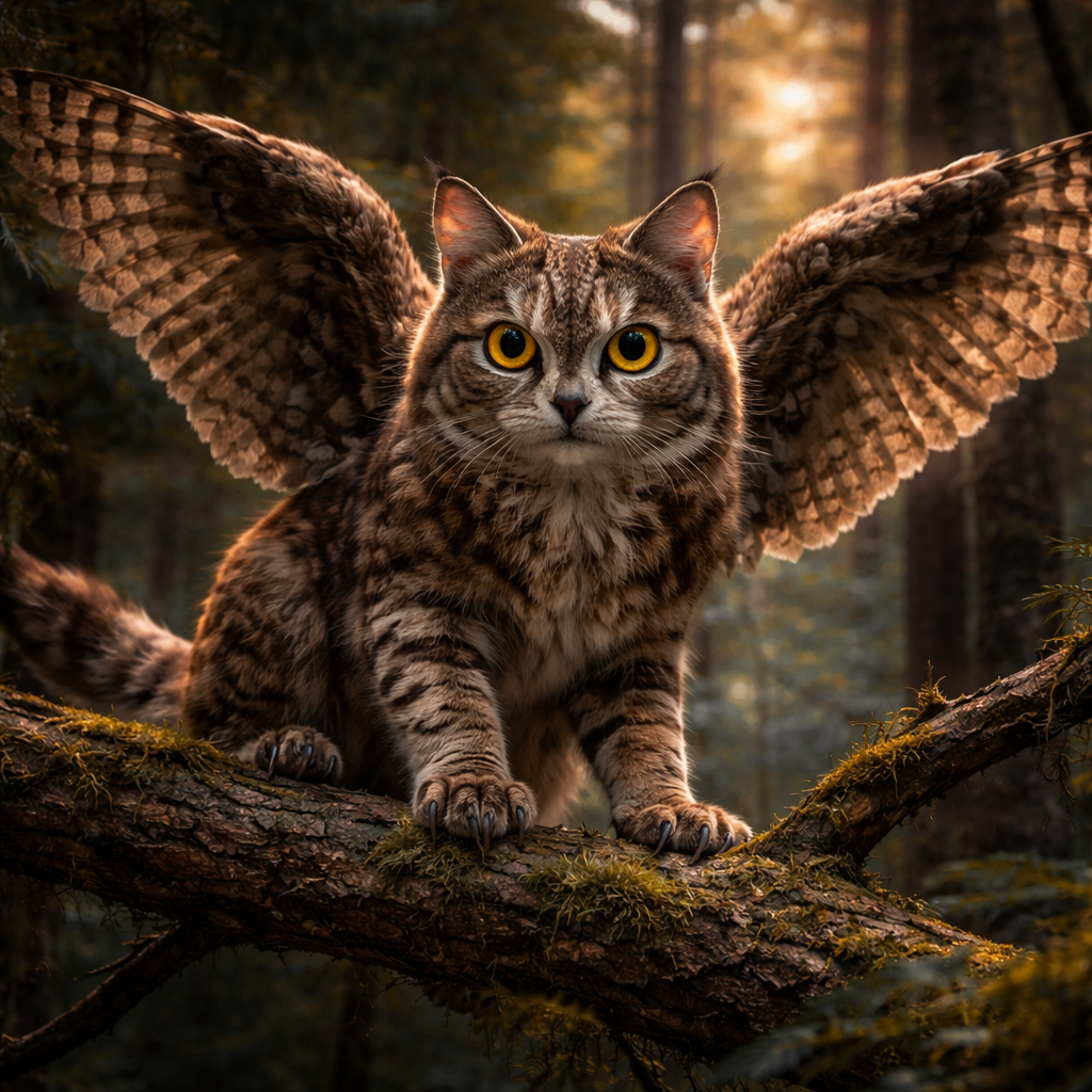 Owlcat, hybrid of Owl and Cat