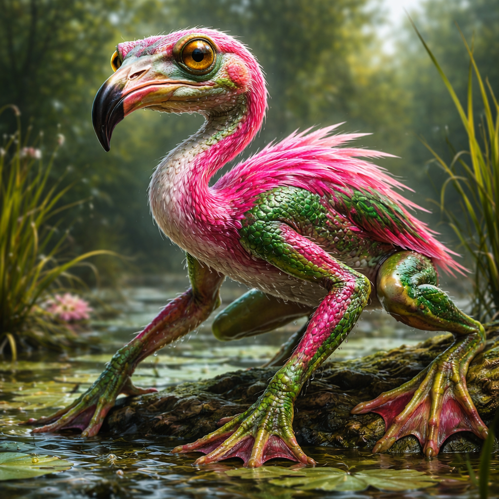 Flamfrog, hybrid of Flamingo and Frog
