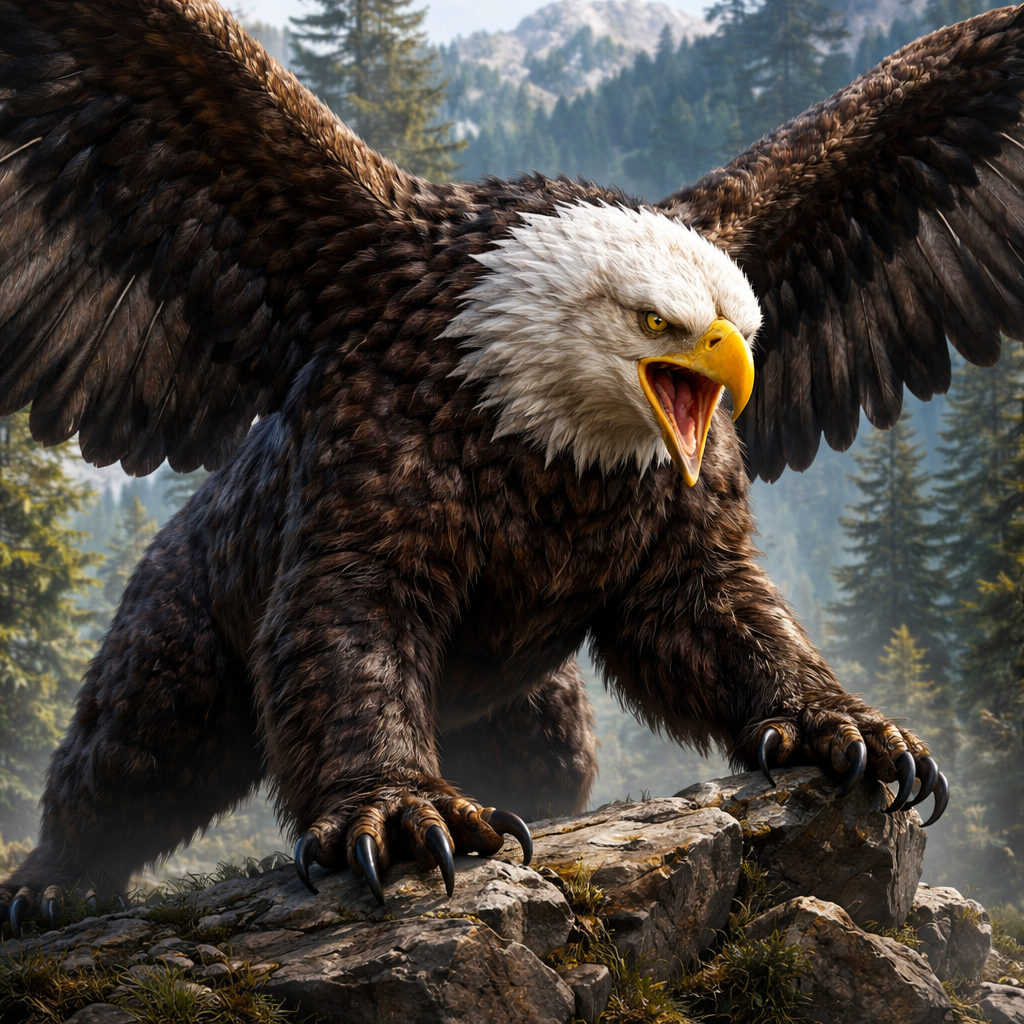 Aquilaursus, hybrid of Bald Eagle and Bear