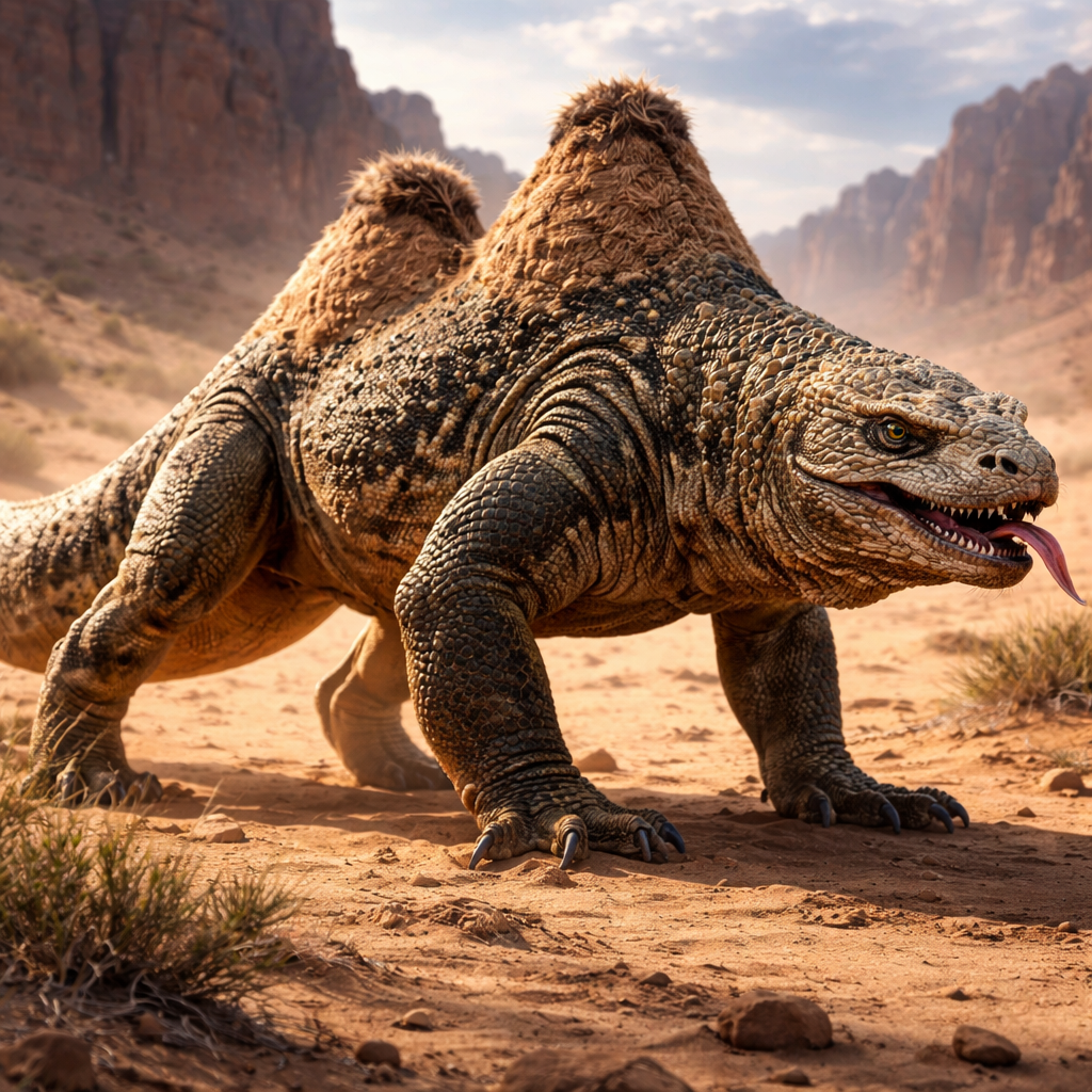 Komelon, hybrid of Komodo Dragon and Camel