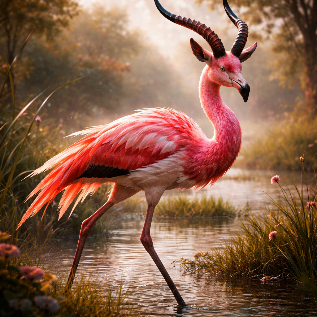 Flamelope, hybrid of Flamingo and Antelope