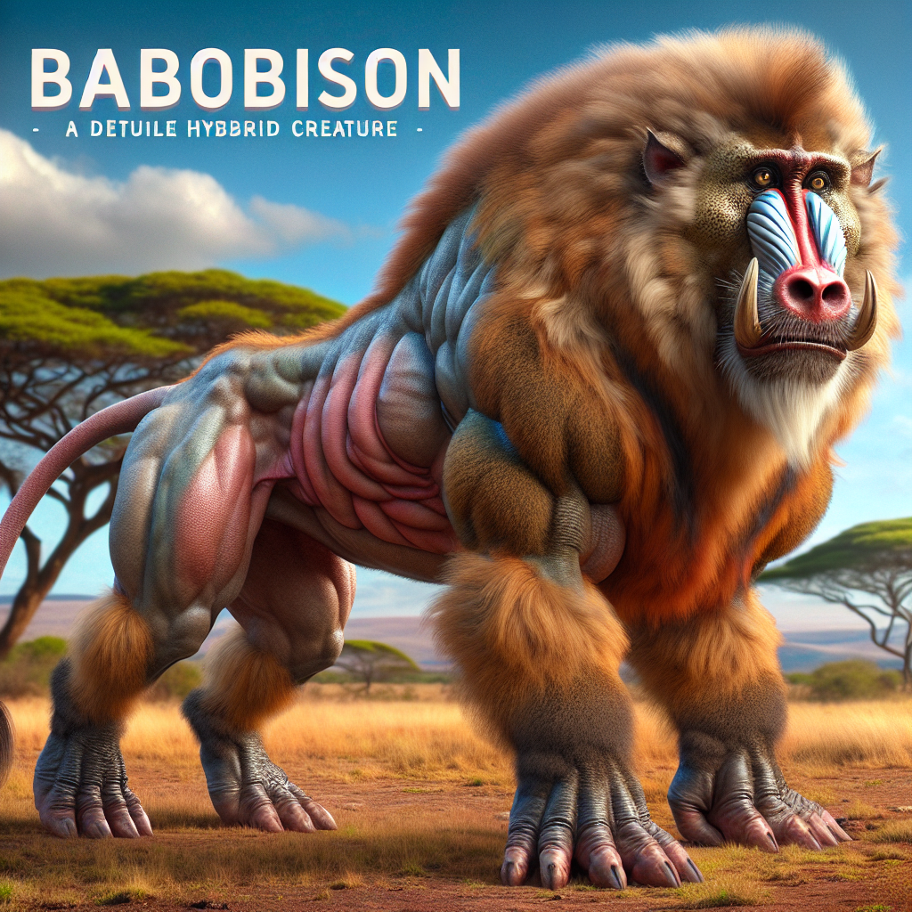 BaboBison, an AI-generated hybrid of Baboon and Bison