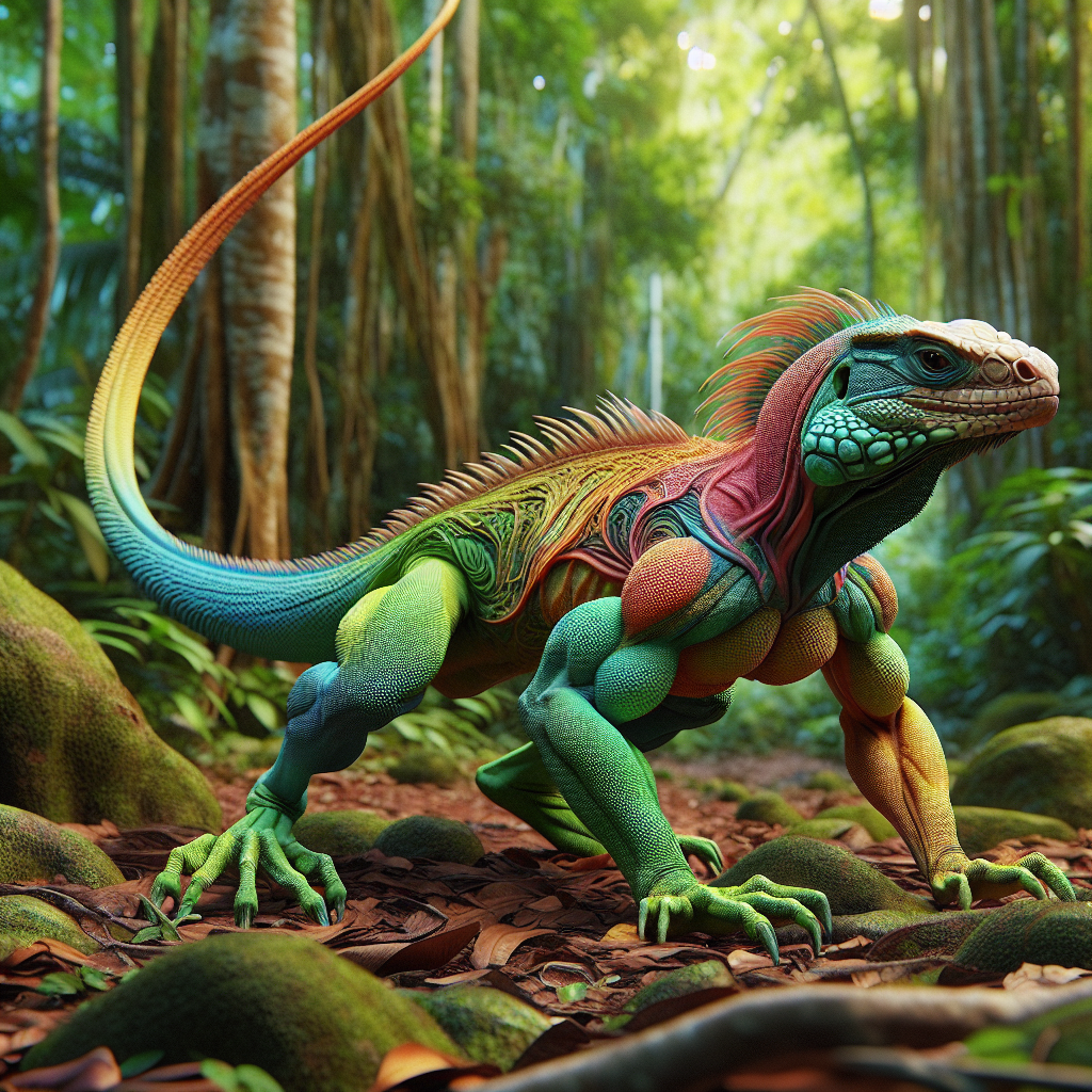 Iguaroo, an AI-generated hybrid of Iguana and Kangaroo