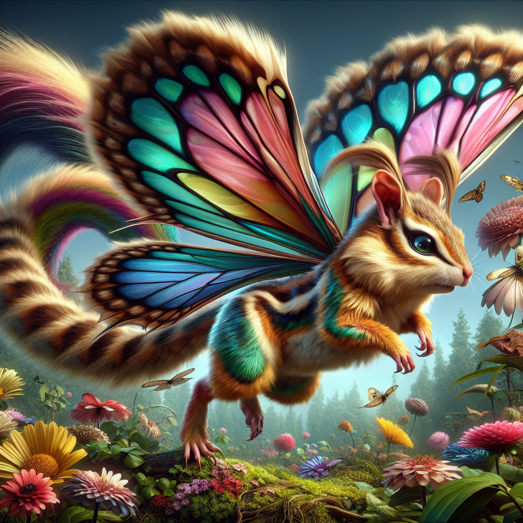 Flutterchip, an AI-generated hybrid of Butterfly and Chipmunk
