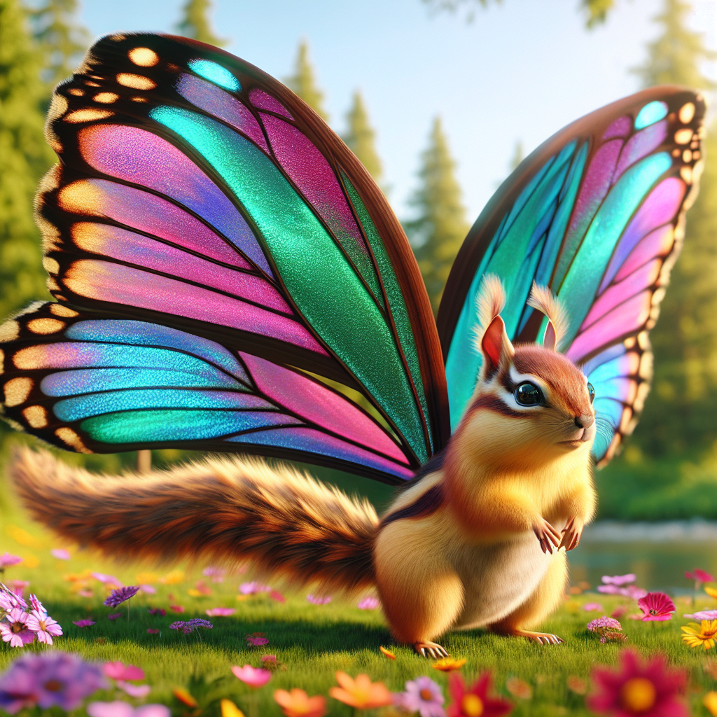 Fluttermunk, an AI-generated hybrid of Butterfly and Chipmunk