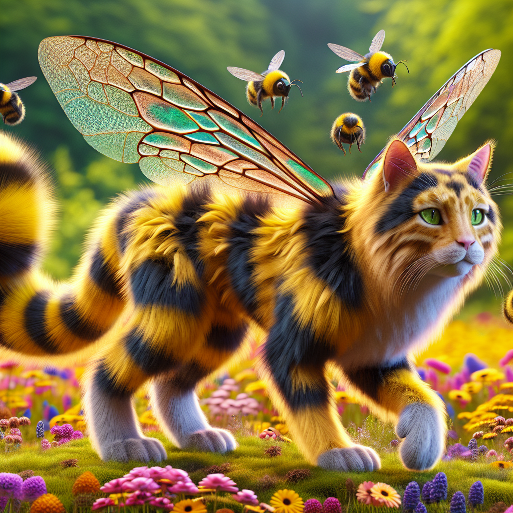 Bumblepurr, an AI-generated hybrid of Cat and Bumblebee